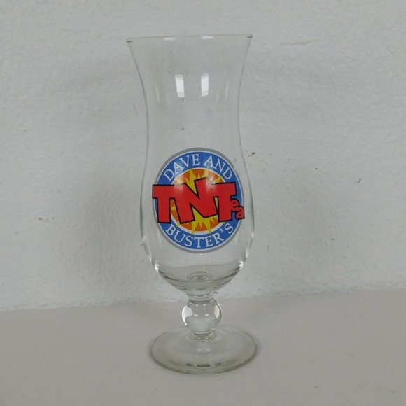 Dave and Buster's Restaurant TNTea Hurricane Glass Stemware 8 1/4" tall 3" wide - Picture 1 of 7